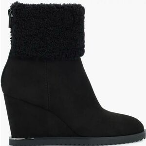 DKNY Powell Faux Shearling Wedge Booties size 6.5M $169